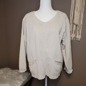 J.Jill Long Sleeve Cream Cordory Top Sz M